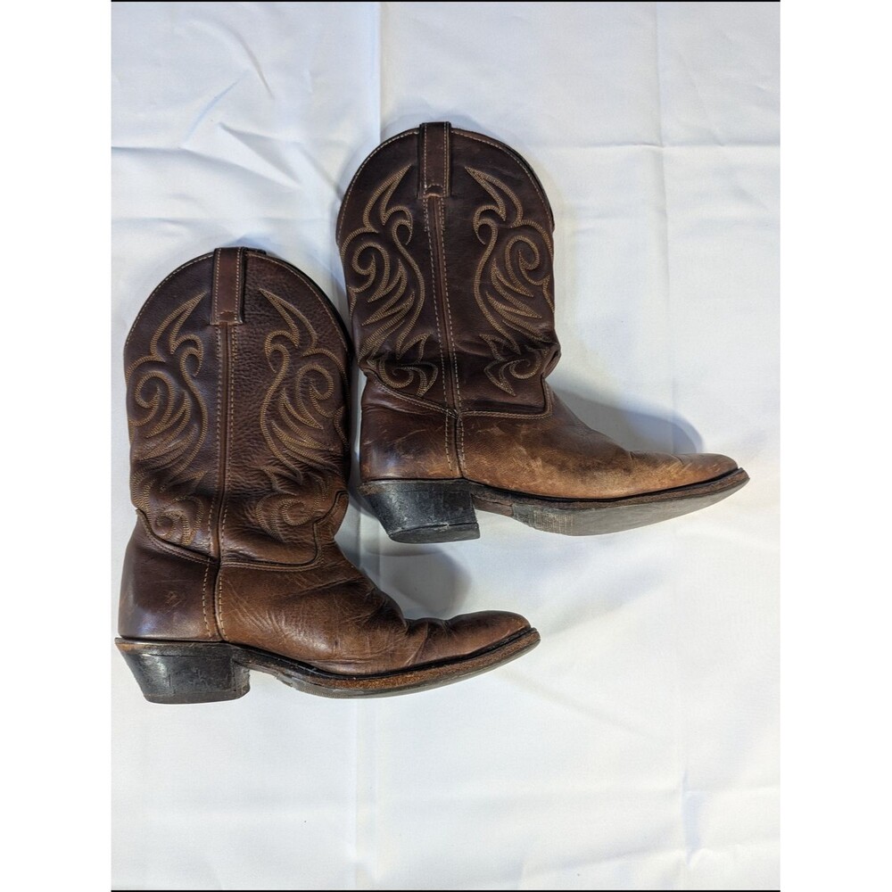 Justin Boots Valentino Style Brown Leather Western Cowboy Boots Size 8